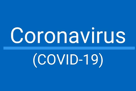 Blue rectangle with text Coronavirus and Covid 19 