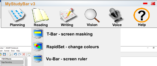 Screen shot of on screen coloured ruler
