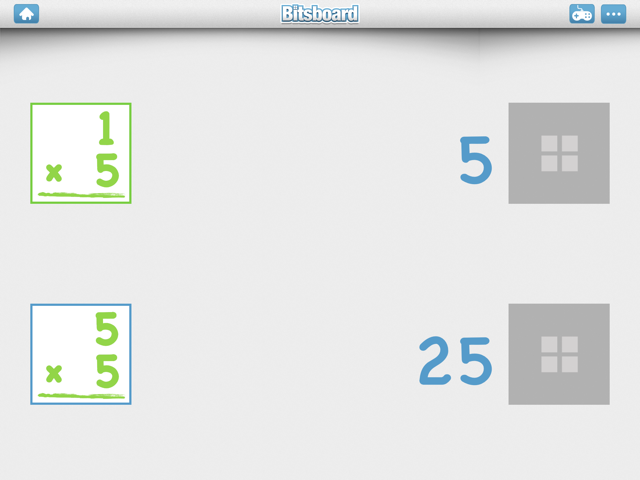 Screen shot of Bitsboard maths activity